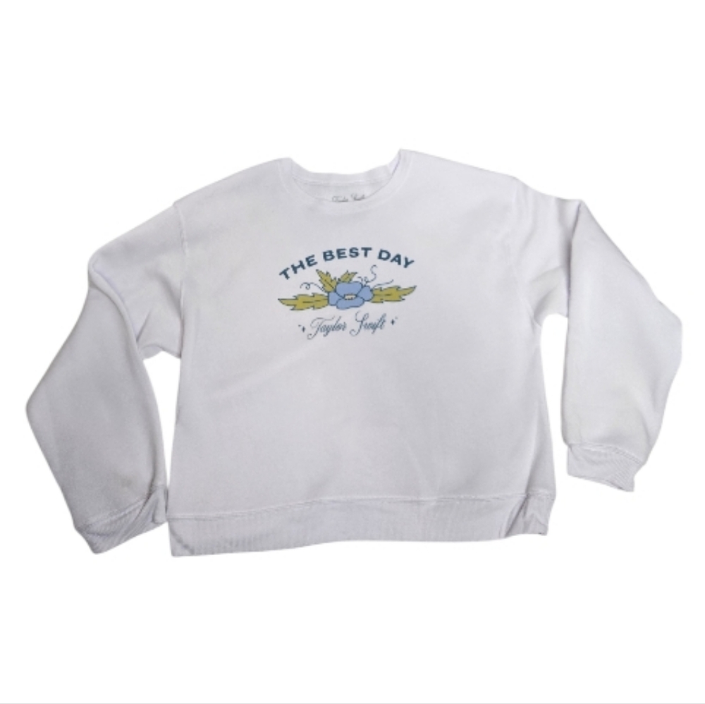 TAYLOR SWIFT The Best Day white crew‎ neck pullover sweatshirt sweater XL
